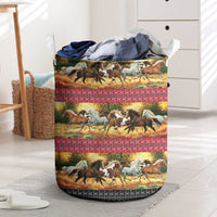Horse Native American Pattern Christmas Christmas Laundry Basket Xmas Holiday Patterns - Wonder Print Shop