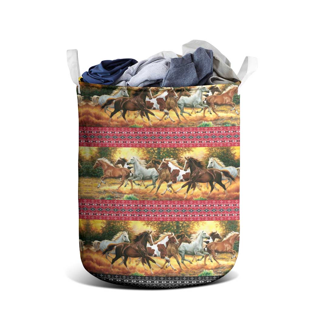 Horse Native American Pattern Christmas Christmas Laundry Basket Xmas Holiday Patterns - Wonder Print Shop
