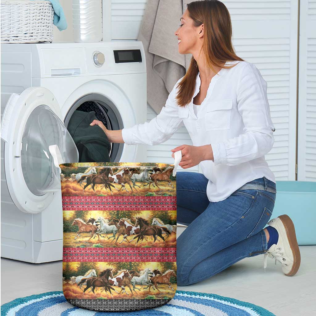 Horse Native American Pattern Christmas Christmas Laundry Basket Xmas Holiday Patterns - Wonder Print Shop
