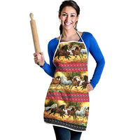 Horse Native American Pattern Christmas Christmas Apron Xmas Holiday Patterns - Wonder Print Shop