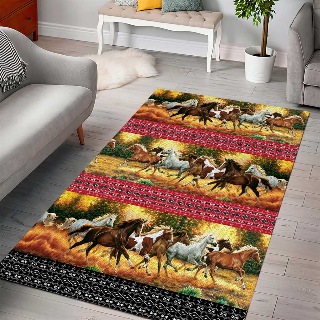 Horse Native American Pattern Christmas Christmas Area Rug Xmas Holiday Patterns - Wonder Print Shop