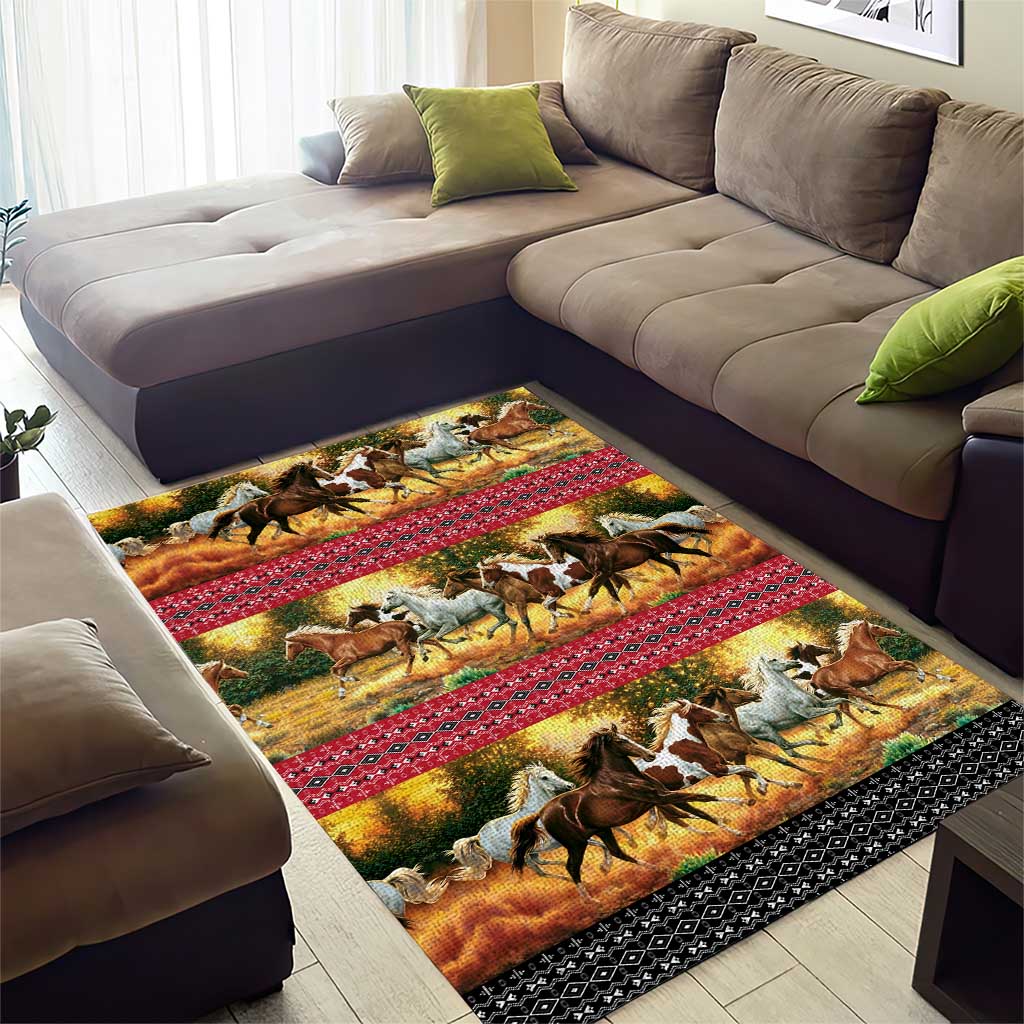 Horse Native American Pattern Christmas Christmas Area Rug Xmas Holiday Patterns - Wonder Print Shop