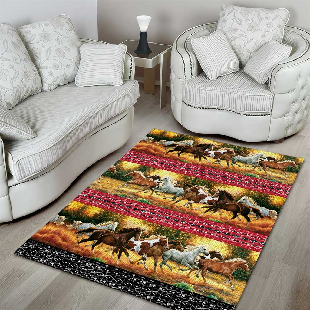 Horse Native American Pattern Christmas Christmas Area Rug Xmas Holiday Patterns - Wonder Print Shop