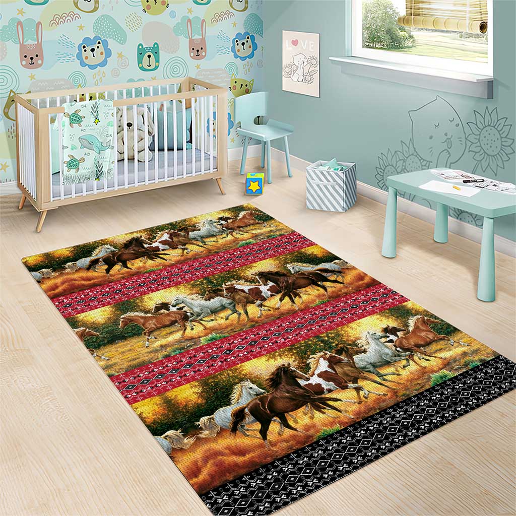 Horse Native American Pattern Christmas Christmas Area Rug Xmas Holiday Patterns - Wonder Print Shop