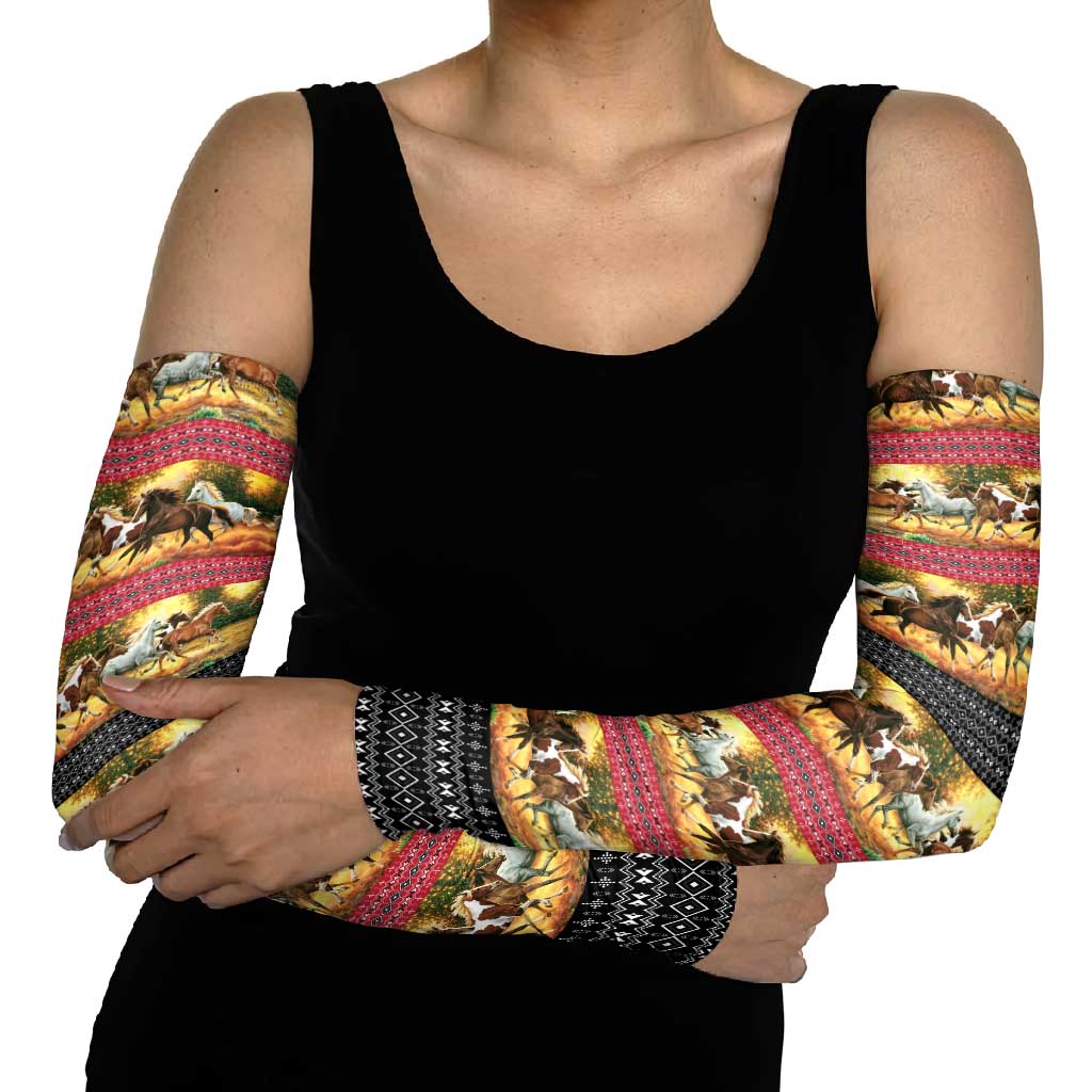 Horse Native American Pattern Christmas Christmas Arm Sleeves Xmas Holiday Patterns - Wonder Print Shop