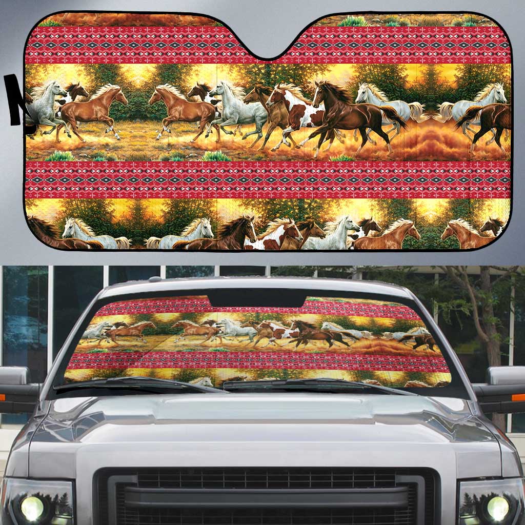 Horse Native American Pattern Christmas Christmas Auto Sun Shade Xmas Holiday Patterns - Wonder Print Shop