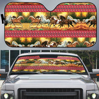 Horse Native American Pattern Christmas Christmas Auto Sun Shade Xmas Holiday Patterns - Wonder Print Shop