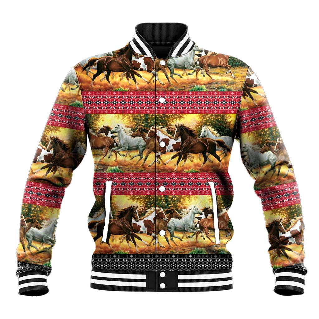 Horse Native American Pattern Christmas Christmas Baseball Jacket Xmas Holiday Patterns - Wonder Print Shop
