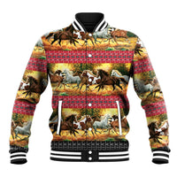Horse Native American Pattern Christmas Christmas Baseball Jacket Xmas Holiday Patterns - Wonder Print Shop