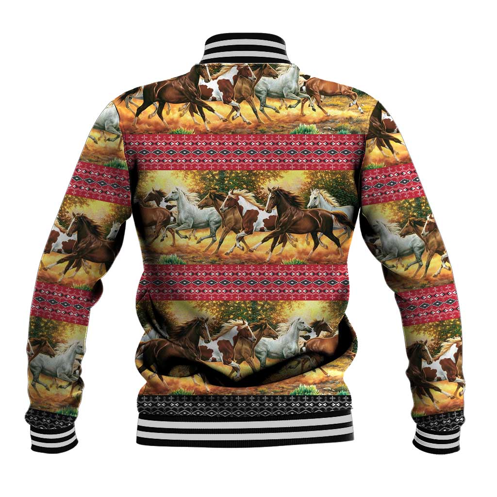 Horse Native American Pattern Christmas Christmas Baseball Jacket Xmas Holiday Patterns - Wonder Print Shop