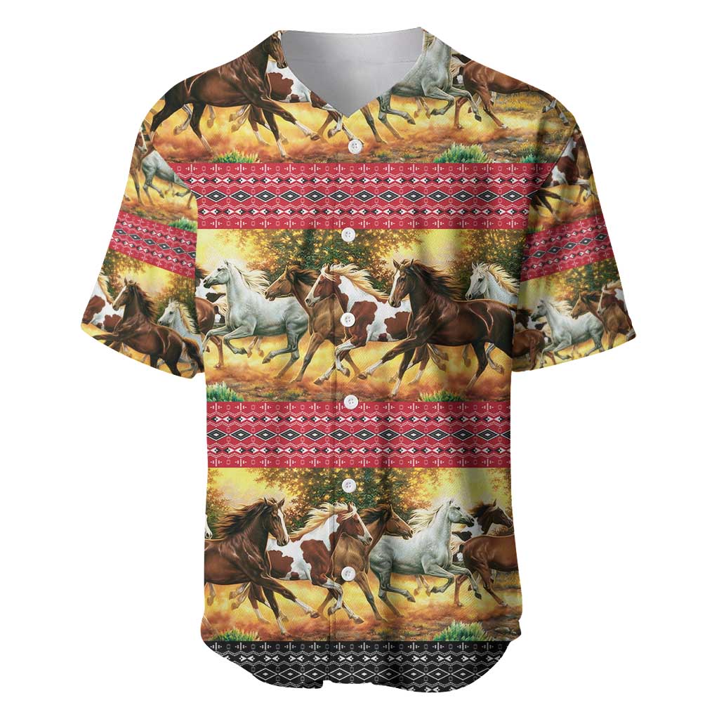 Horse Native American Pattern Christmas Christmas Baseball Jersey Xmas Holiday Patterns - Wonder Print Shop