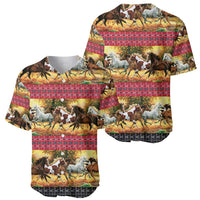 Horse Native American Pattern Christmas Christmas Baseball Jersey Xmas Holiday Patterns - Wonder Print Shop