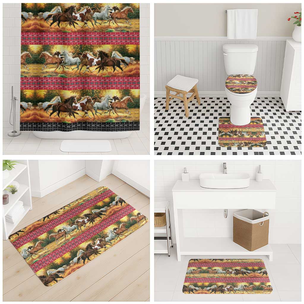 Horse Native American Pattern Christmas Christmas Bathroom Set Xmas Holiday Patterns - Wonder Print Shop