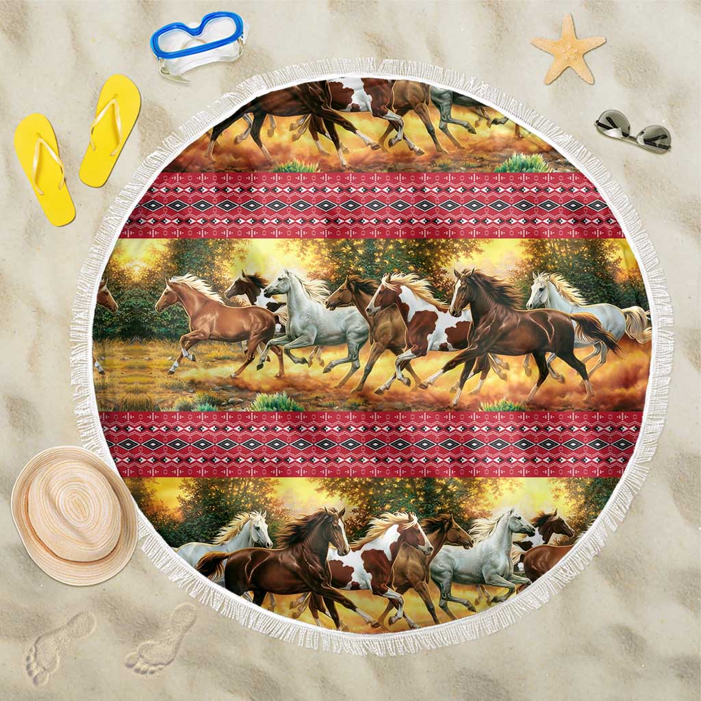 Horse Native American Pattern Christmas Christmas Beach Blanket Xmas Holiday Patterns - Wonder Print Shop