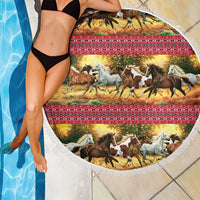 Horse Native American Pattern Christmas Christmas Beach Blanket Xmas Holiday Patterns - Wonder Print Shop