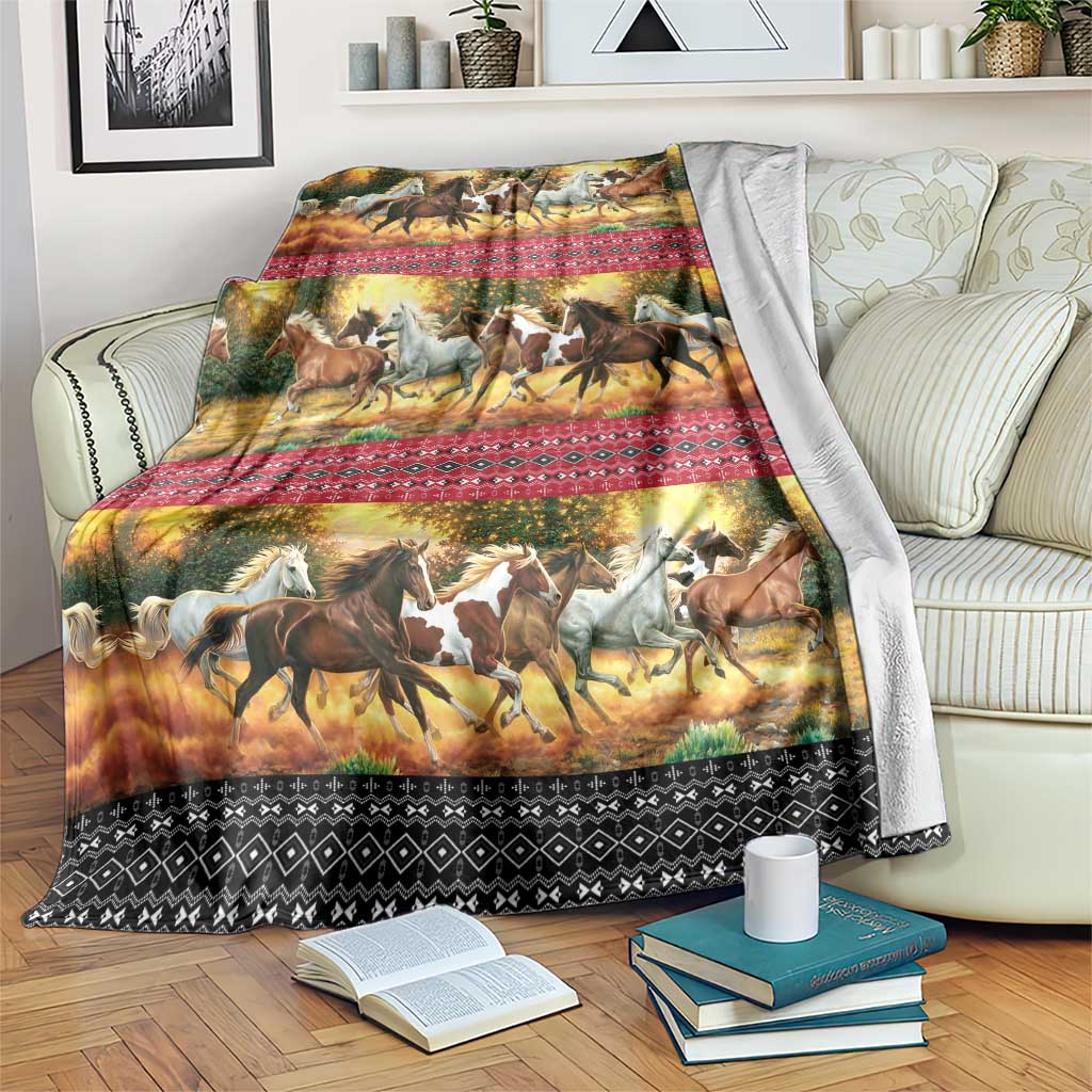 Horse Native American Pattern Christmas Christmas Blanket Xmas Holiday Patterns - Wonder Print Shop