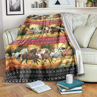 Horse Native American Pattern Christmas Christmas Blanket Xmas Holiday Patterns - Wonder Print Shop