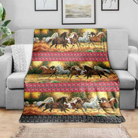 Horse Native American Pattern Christmas Christmas Blanket Xmas Holiday Patterns - Wonder Print Shop
