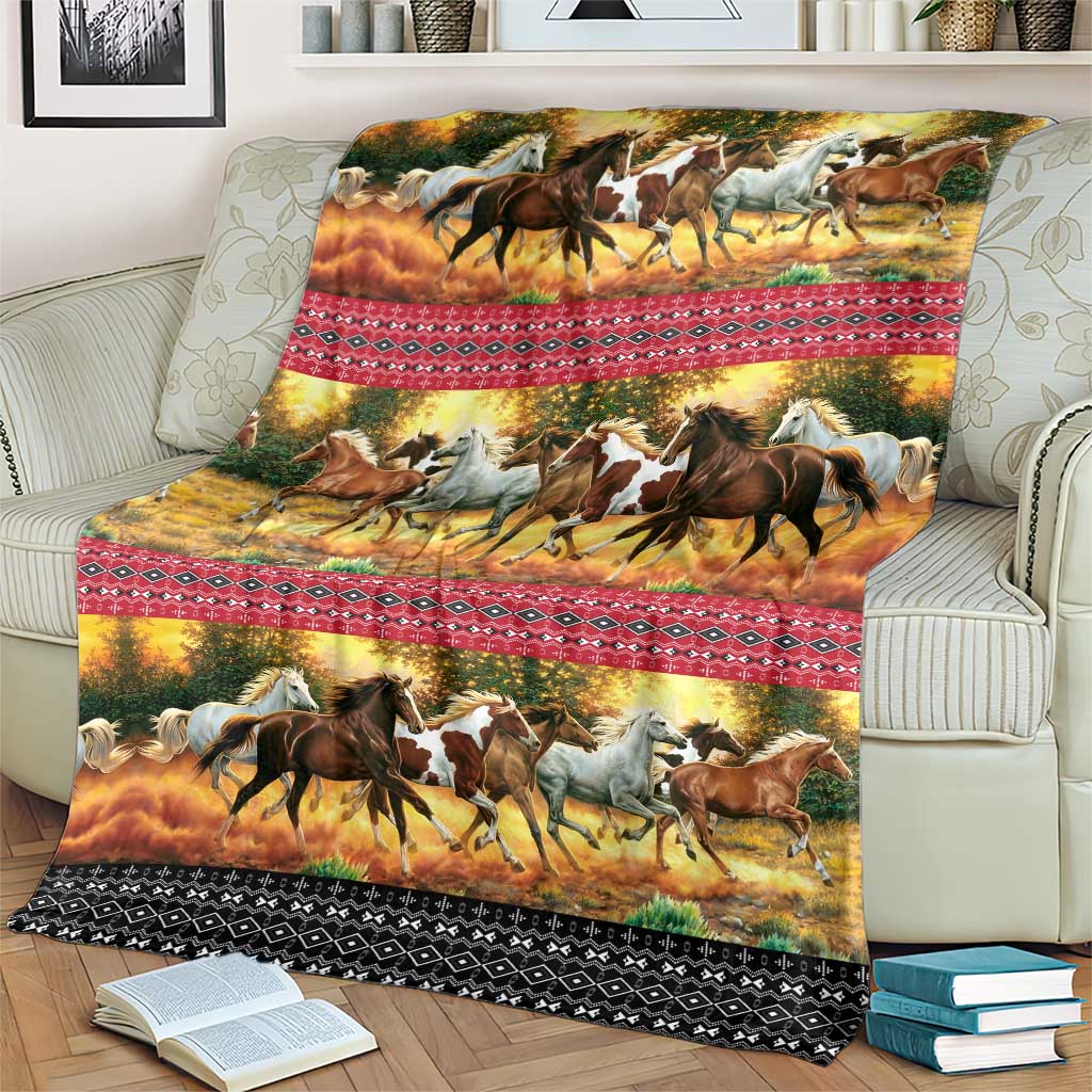 Horse Native American Pattern Christmas Christmas Blanket Xmas Holiday Patterns - Wonder Print Shop