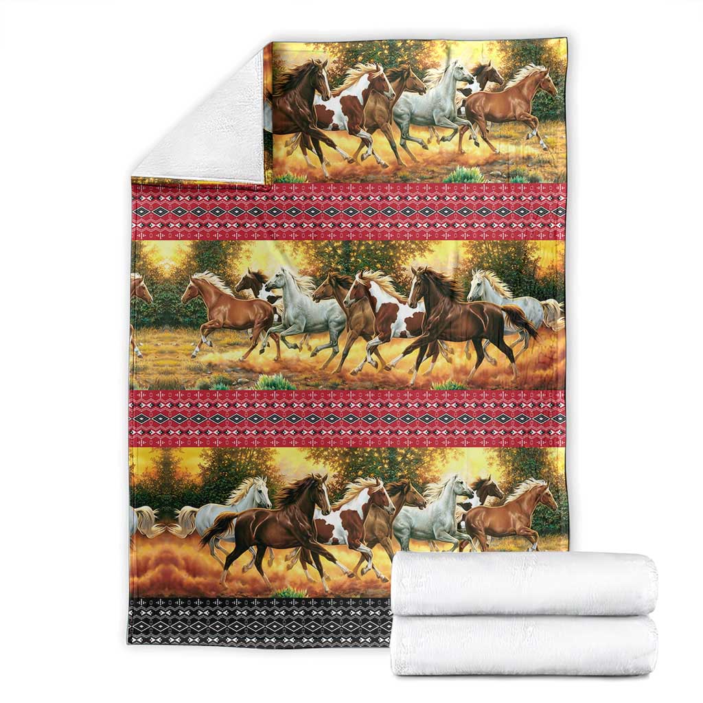 Horse Native American Pattern Christmas Christmas Blanket Xmas Holiday Patterns - Wonder Print Shop