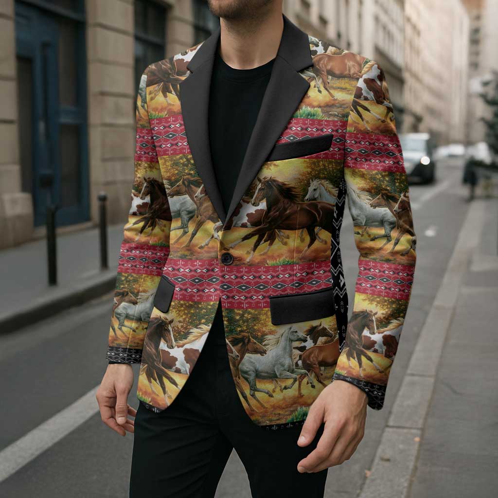 Horse Native American Pattern Christmas Christmas Blazer Xmas Holiday Patterns - Wonder Print Shop