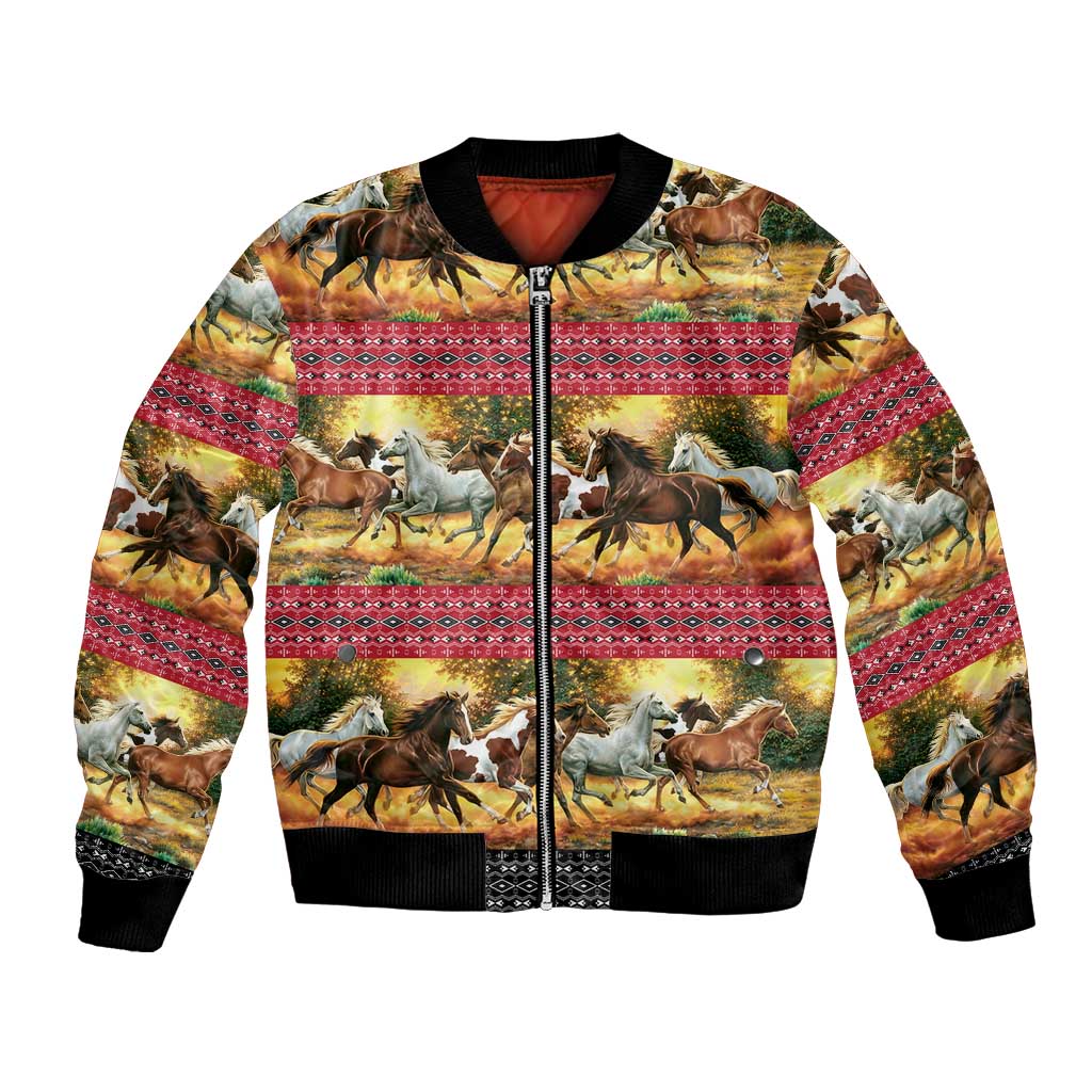 Horse Native American Pattern Christmas Christmas Bomber Jacket Xmas Holiday Patterns - Wonder Print Shop