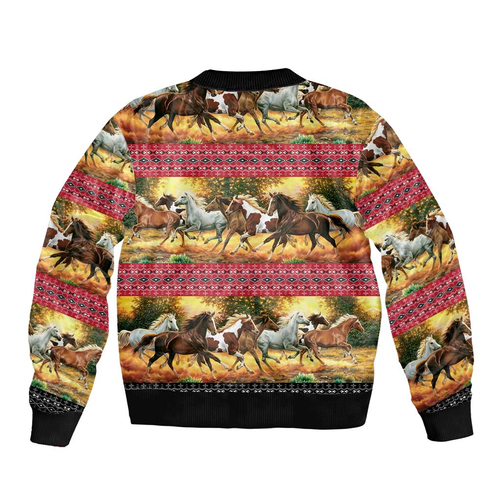 Horse Native American Pattern Christmas Christmas Bomber Jacket Xmas Holiday Patterns - Wonder Print Shop