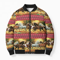 Horse Native American Pattern Christmas Christmas Bomber Puffer Jacket Xmas Holiday Patterns - Wonder Print Shop