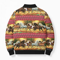 Horse Native American Pattern Christmas Christmas Bomber Puffer Jacket Xmas Holiday Patterns - Wonder Print Shop