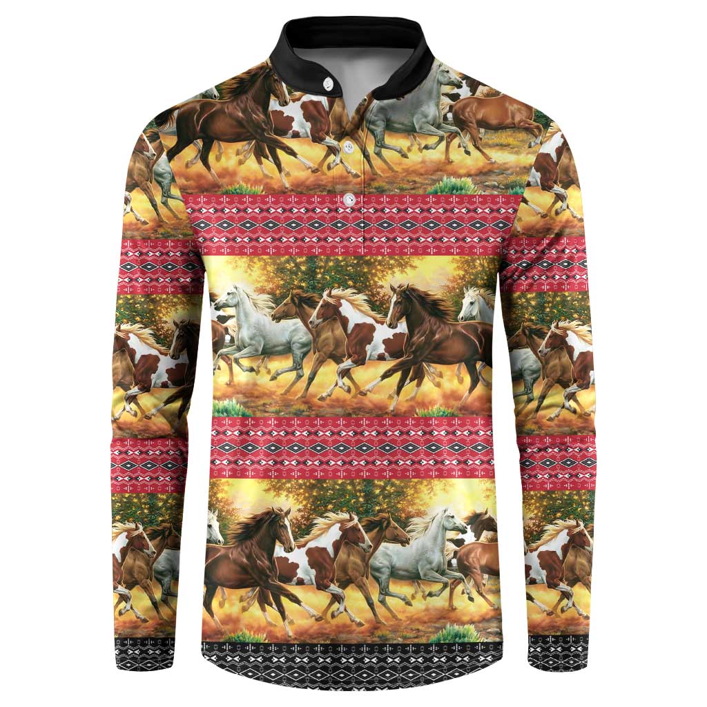 Horse Native American Pattern Christmas Christmas Button Sweatshirt Xmas Holiday Patterns - Wonder Print Shop