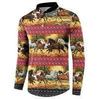 Horse Native American Pattern Christmas Christmas Button Sweatshirt Xmas Holiday Patterns - Wonder Print Shop