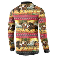 Horse Native American Pattern Christmas Christmas Button Sweatshirt Xmas Holiday Patterns - Wonder Print Shop