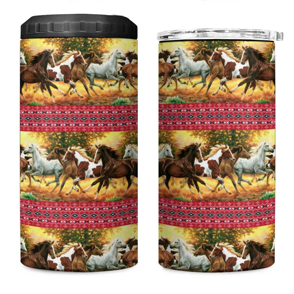 Horse Native American Pattern Christmas Christmas 4 in 1 Can Cooler Tumbler Xmas Holiday Patterns - Wonder Print Shop