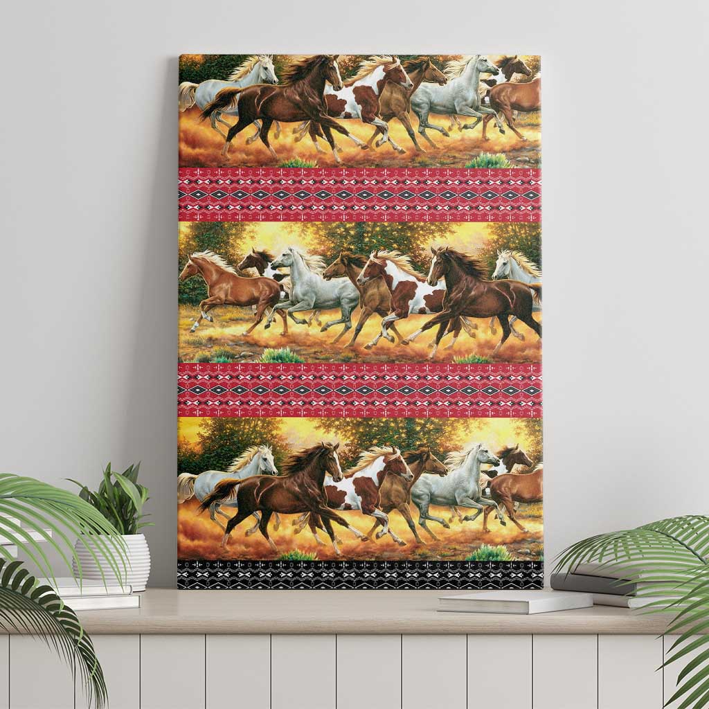 Horse Native American Pattern Christmas Christmas Canvas Wall Art Xmas Holiday Patterns - Wonder Print Shop