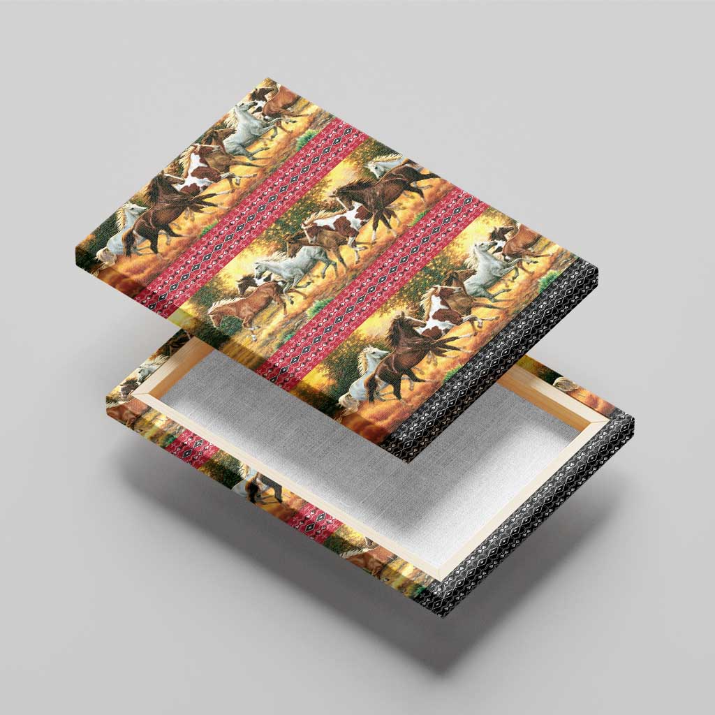 Horse Native American Pattern Christmas Christmas Canvas Wall Art Xmas Holiday Patterns - Wonder Print Shop