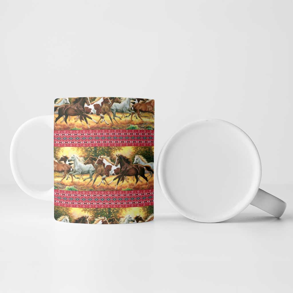 Horse Native American Pattern Christmas Christmas Ceramic Mug Xmas Holiday Patterns - Wonder Print Shop