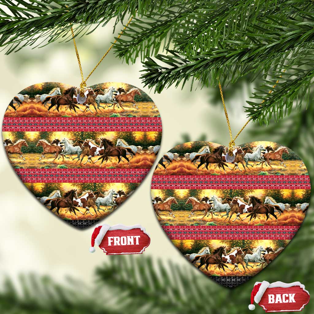 Horse Native American Pattern Christmas Ceramic Ornament Xmas Holiday Patterns - Wonder Print Shop