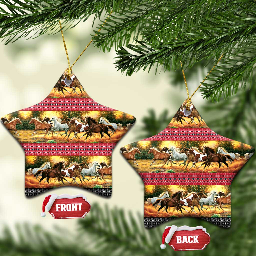 Horse Native American Pattern Christmas Ceramic Ornament Xmas Holiday Patterns - Wonder Print Shop