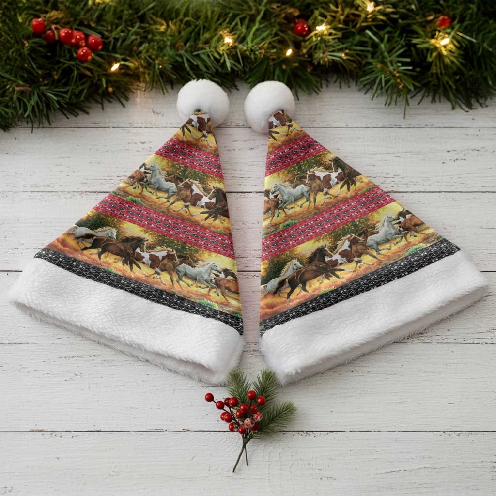 Horse Native American Pattern Christmas Christmas Santa Hat Xmas Holiday Patterns - Wonder Print Shop