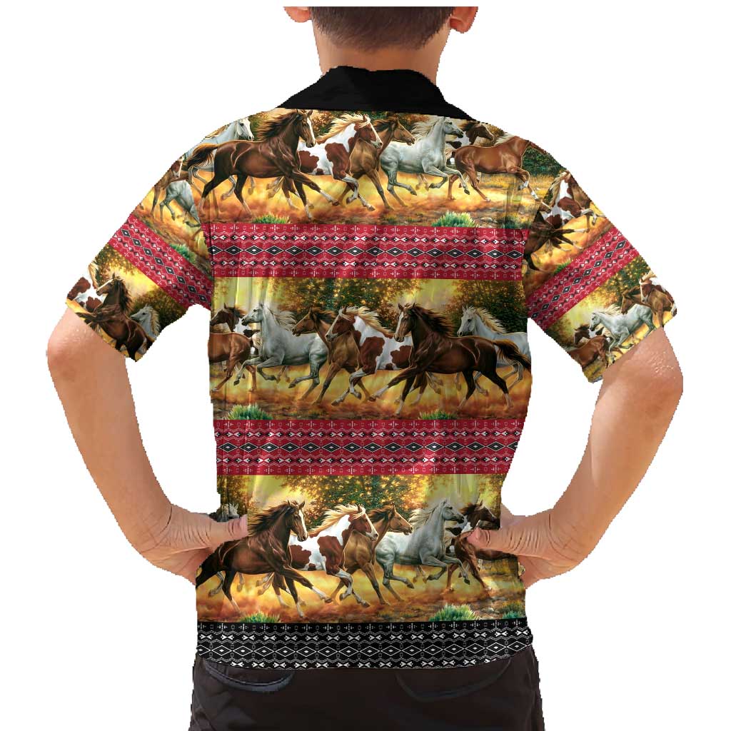 Horse Native American Pattern Christmas Christmas Family Matching Mermaid Dress and Hawaiian Shirt Xmas Holiday Patterns - Wonder Print Shop