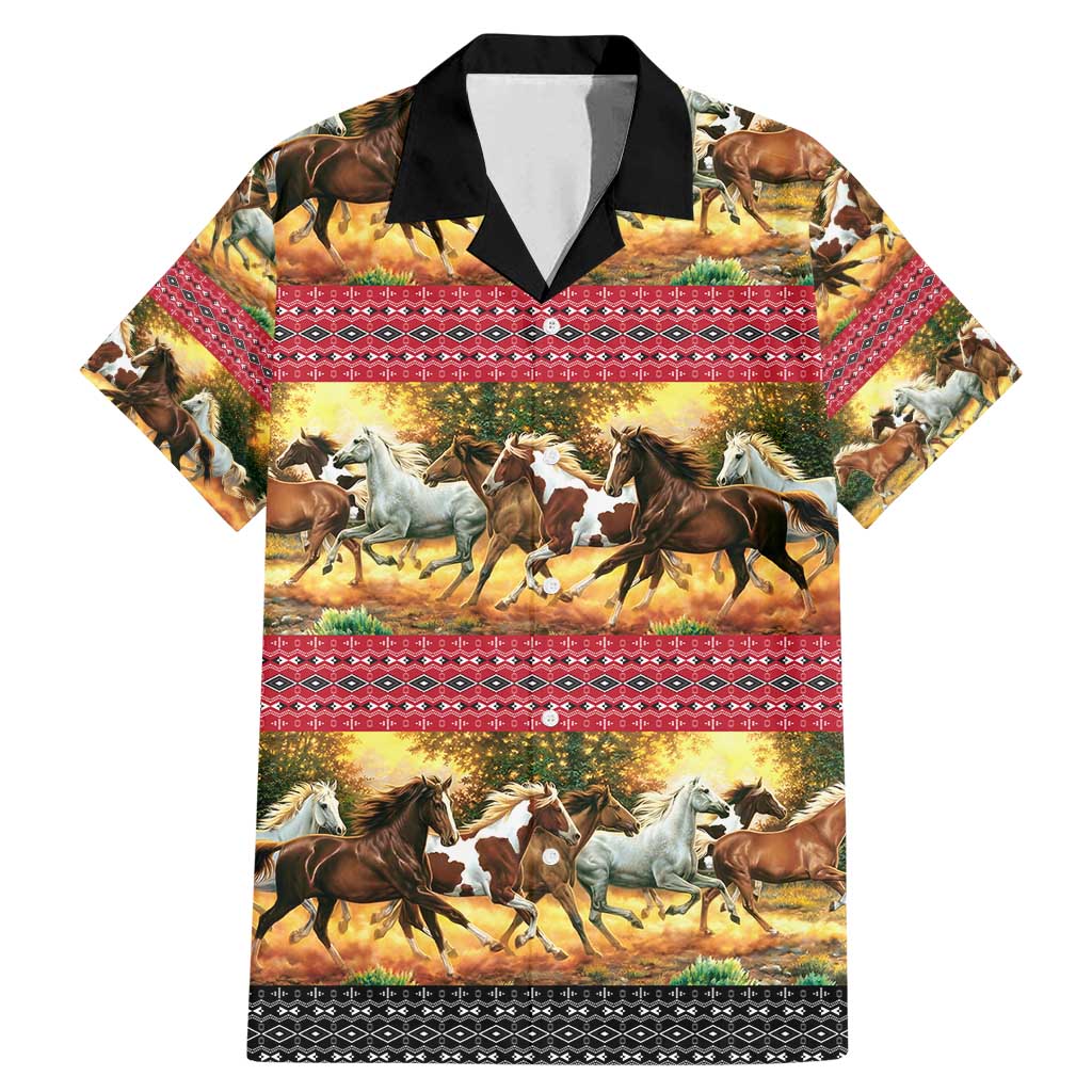Horse Native American Pattern Christmas Christmas Family Matching Mermaid Dress and Hawaiian Shirt Xmas Holiday Patterns - Wonder Print Shop