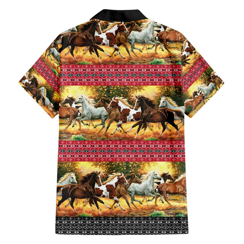 Horse Native American Pattern Christmas Christmas Family Matching Off Shoulder Maxi Dress and Hawaiian Shirt Xmas Holiday Patterns - Wonder Print Shop