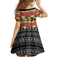 Horse Native American Pattern Christmas Christmas Family Matching Off Shoulder Short Dress and Hawaiian Shirt Xmas Holiday Patterns - Wonder Print Shop