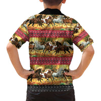 Horse Native American Pattern Christmas Christmas Family Matching Puletasi and Hawaiian Shirt Xmas Holiday Patterns - Wonder Print Shop