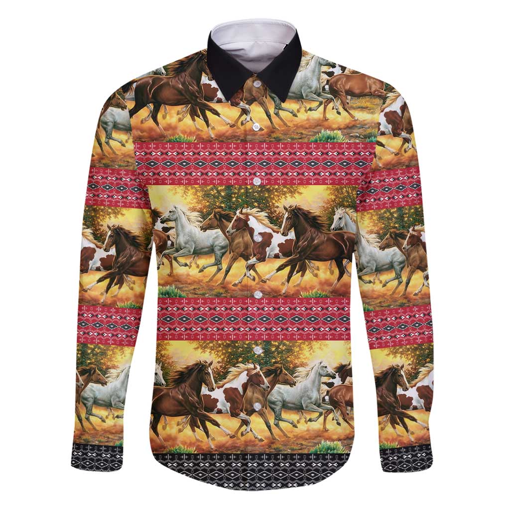 Horse Native American Pattern Christmas Christmas Family Matching Puletasi and Hawaiian Shirt Xmas Holiday Patterns - Wonder Print Shop