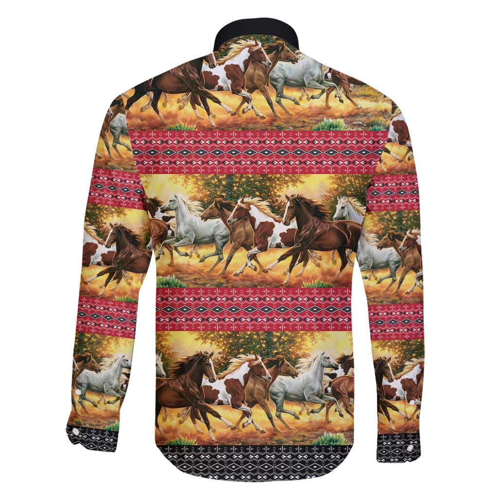 Horse Native American Pattern Christmas Christmas Family Matching Puletasi and Hawaiian Shirt Xmas Holiday Patterns - Wonder Print Shop