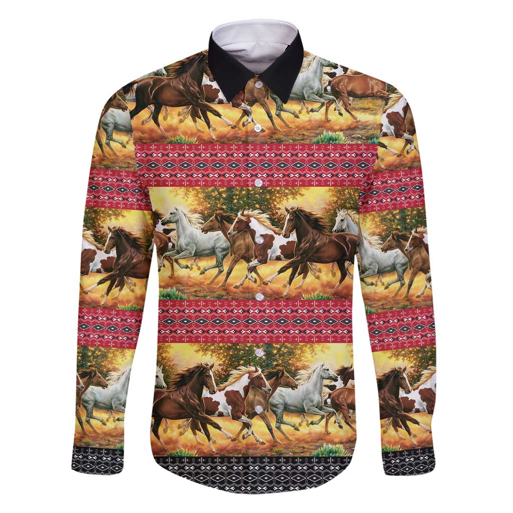 Horse Native American Pattern Christmas Christmas Family Matching Summer Maxi Dress and Hawaiian Shirt Xmas Holiday Patterns - Wonder Print Shop