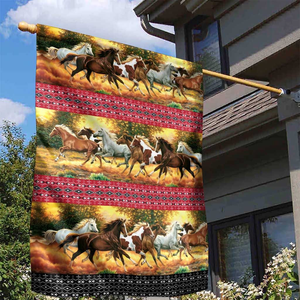 Horse Native American Pattern Christmas Christmas Garden Flag Xmas Holiday Patterns - Wonder Print Shop