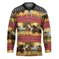 Horse Native American Pattern Christmas Christmas Hockey Jersey Xmas Holiday Patterns - Wonder Print Shop
