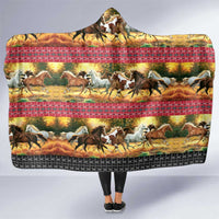 Horse Native American Pattern Christmas Christmas Hooded Blanket Xmas Holiday Patterns - Wonder Print Shop